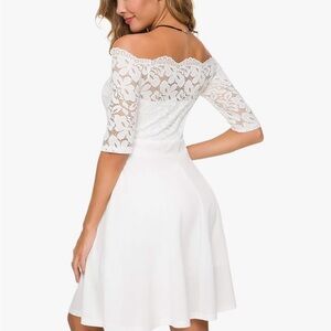 Elegant White Lace Off-Shoulder Dress